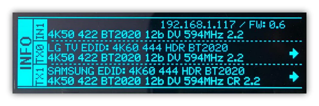 HDfury Vertex² – Strøm-/status-OLED
